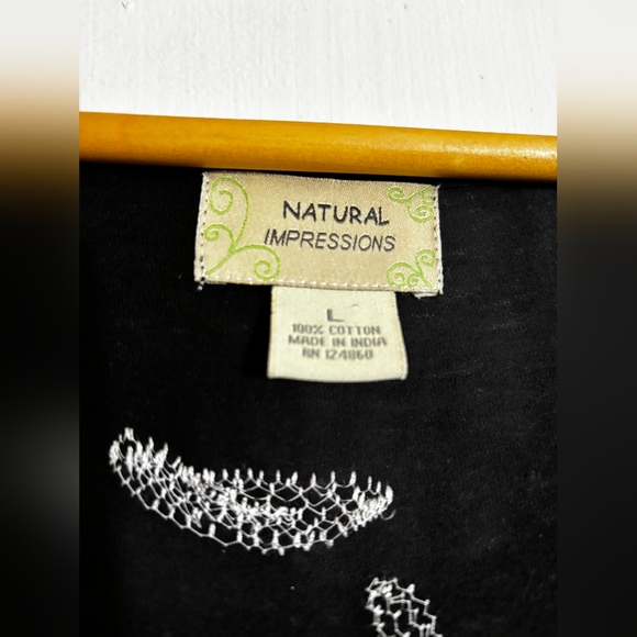 100% Cotton Natural Impressions Black and White Embroidered Cardigan - Picture 3 of 5